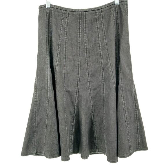 Larry Levine Black Acid Wash Midi Jean Skirt Size 10 Y2K Boho Western Goth Edgy - Picture 6 of 9